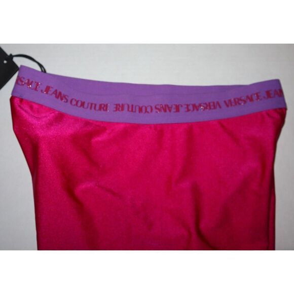 Versace Jeans Couture Women's Sz 40 US 4 Pink Lycra Logo Band Bike Shorts $150 - Picture 4 of 9
